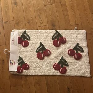 Cherry Pattern Bath Mat - White and Red